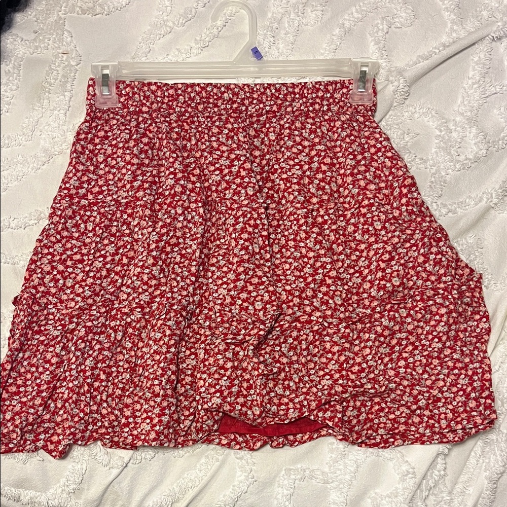 Floral Red Skirt